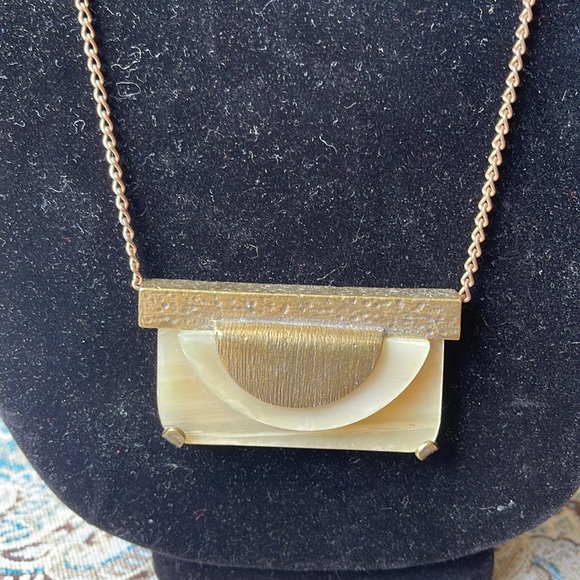 Silpada Brass horn or stone Eclipse pendant on copper brass chain - Picture 5 of 9